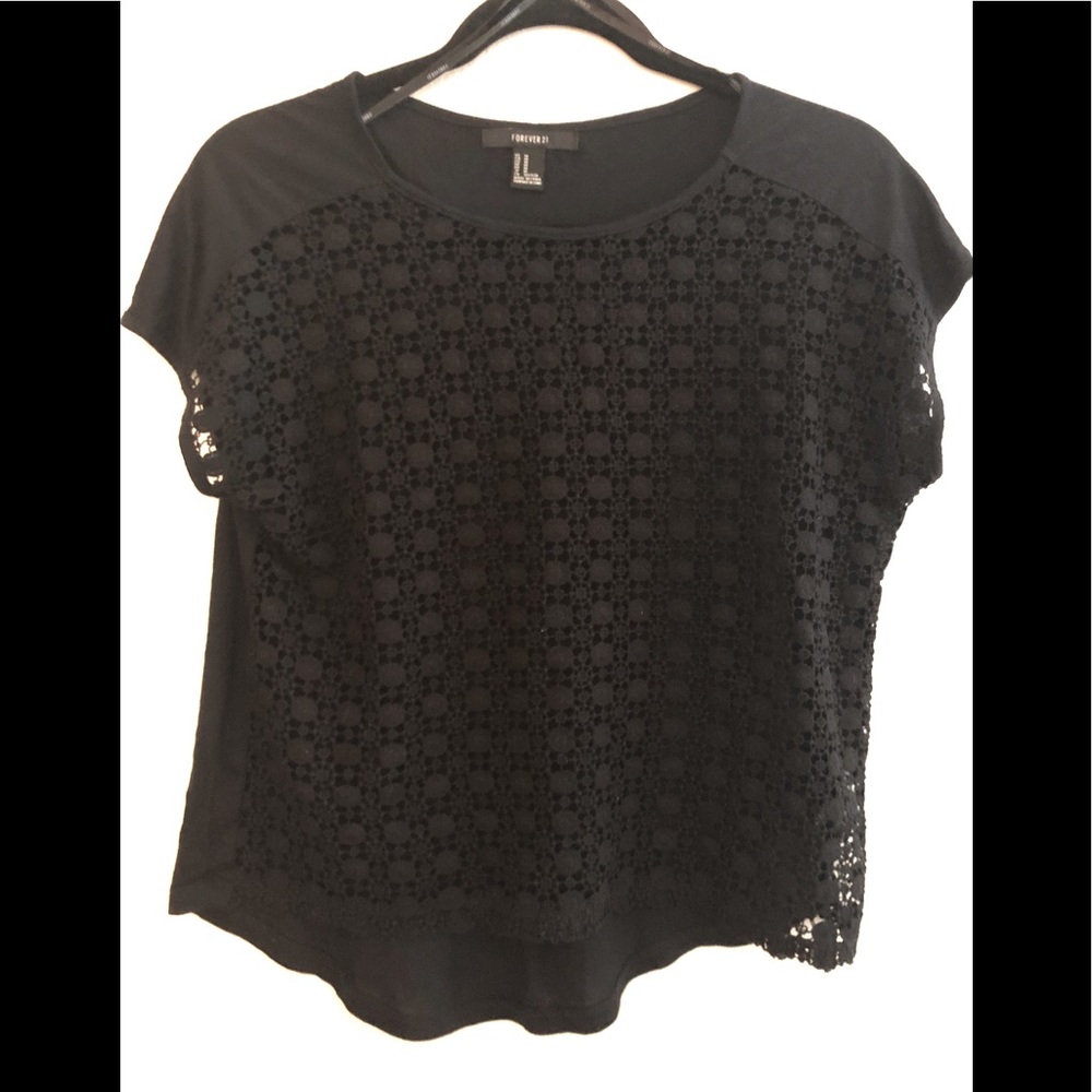Forever 21 Black Lace T Shirt